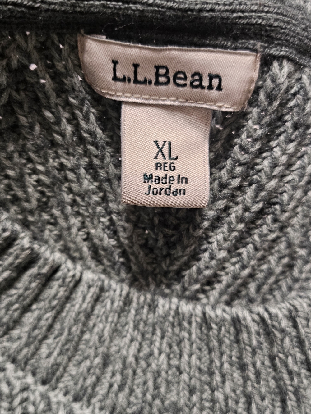 L.L. Bean Women's Mariner Shaker Crewneck Green Preppy Cozycore Sweater Size XL - Picture 3 of 9